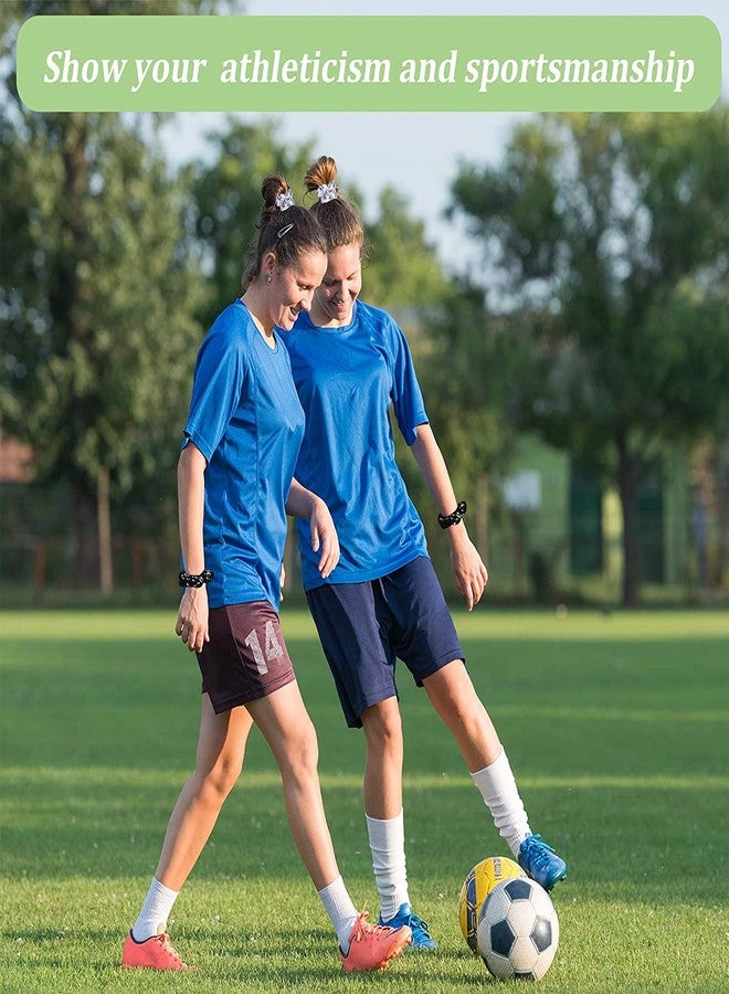 Poen 8 Pieces Soccer Hair Scrunchies Football Hair Ties Elastic Bands Girl Gifts Ponytail Holders Sport Accessories for Girls Women Players Coaches Teams(White) - Image 4