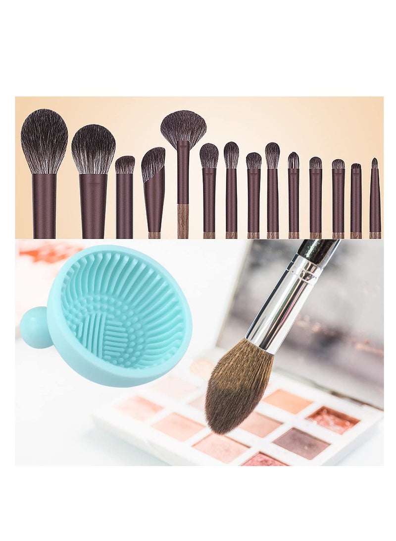 Silicone Makeup Brush Cleaner Mat Portable Scrubber Cleaning Tool for Cosmetics Brushes Easy to Use Blue Color - Image 2