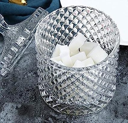 Big cart Apothecary Jar 20 Oz Glass Qtip Holder With Lid Luxurious Crystal Canister Bathroom Counter Vanity Organizer For Bathroom Home Decorative Jar Qtips Holder Dispenser pack of 1 - Image 2