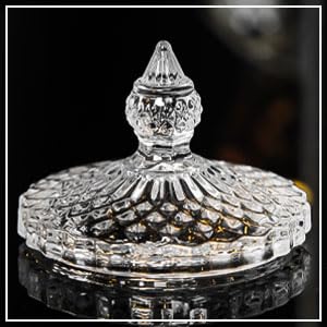 Big cart Apothecary Jar 20 Oz Glass Qtip Holder With Lid Luxurious Crystal Canister Bathroom Counter Vanity Organizer For Bathroom Home Decorative Jar Qtips Holder Dispenser pack of 1 - Image 4