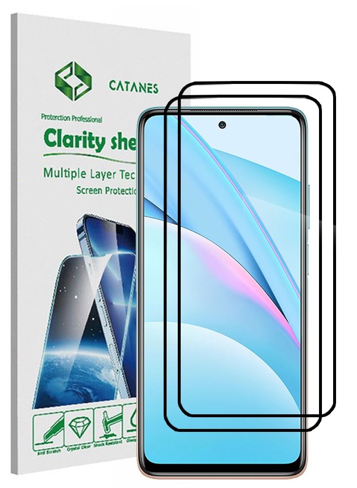 CATANES 2 Pack For Xiaomi Mi 10T Lite 5G Screen Protector Tempered Glass Full Glue Back - Image 1