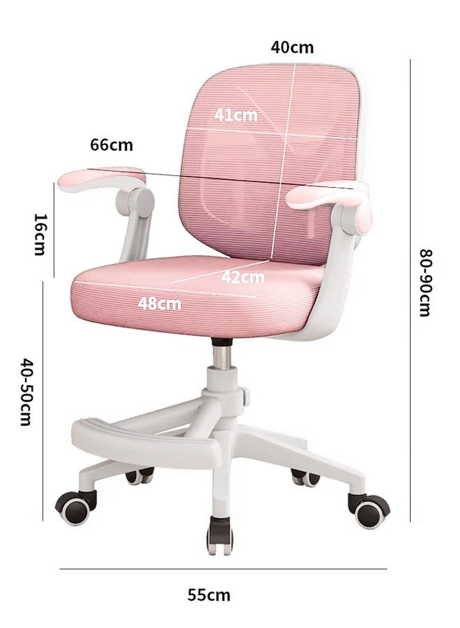 HQ-GAMING Kids Desk Chair, Ergonomic Study Chair with Adjustable Height, Swivel Mesh Desk Chair with Universal  Wheels, Home Office Chair for Children in Home Bedroom Pink  - Image 2