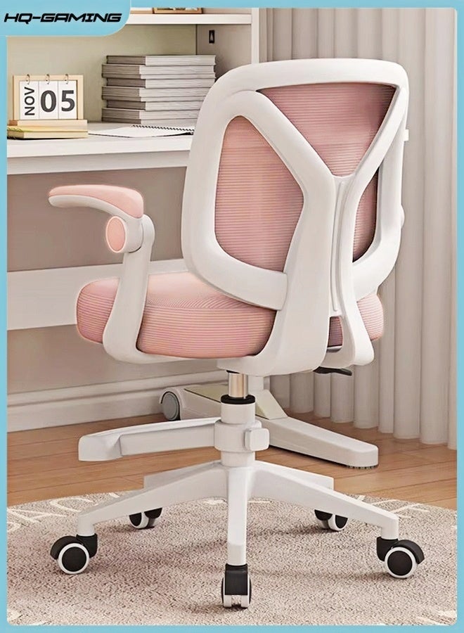 HQ-GAMING Kids Desk Chair, Ergonomic Study Chair with Adjustable Height, Swivel Mesh Desk Chair with Universal  Wheels, Home Office Chair for Children in Home Bedroom Pink  - Image 1