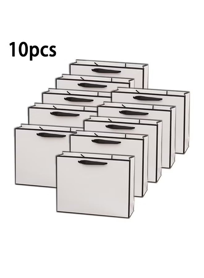 10 قطع من أكياس هدايا الحفلات، حقيبة تسوق، حقائب حفلات للأطفال، لوازم الوجبات الخفيفة والحلوى وحقيبة الهدايا وحقائب الطعام، حقائب لحفلات أعياد الميلاد وحفلات الزفاف 27*21*8 (أبيض) - Image 1