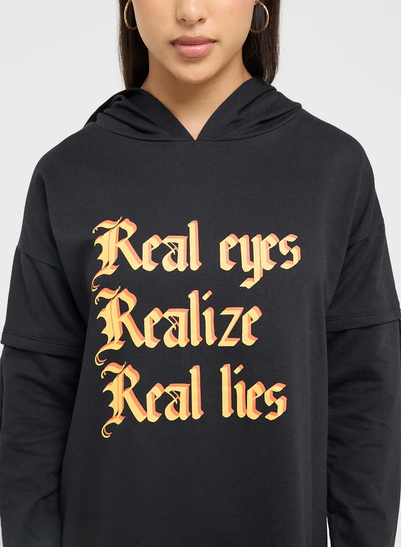 trendyol Printed Hooded Dress
