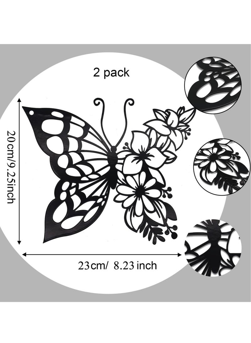 Captaintech Butterfly Decoration Wall Art, 2pcs Boho Metal Hanging Butterfly Flower Appearance Wall Home Decor for Bedroom Living Room Home Wall, About 9.2 x 8 inch - Image 4