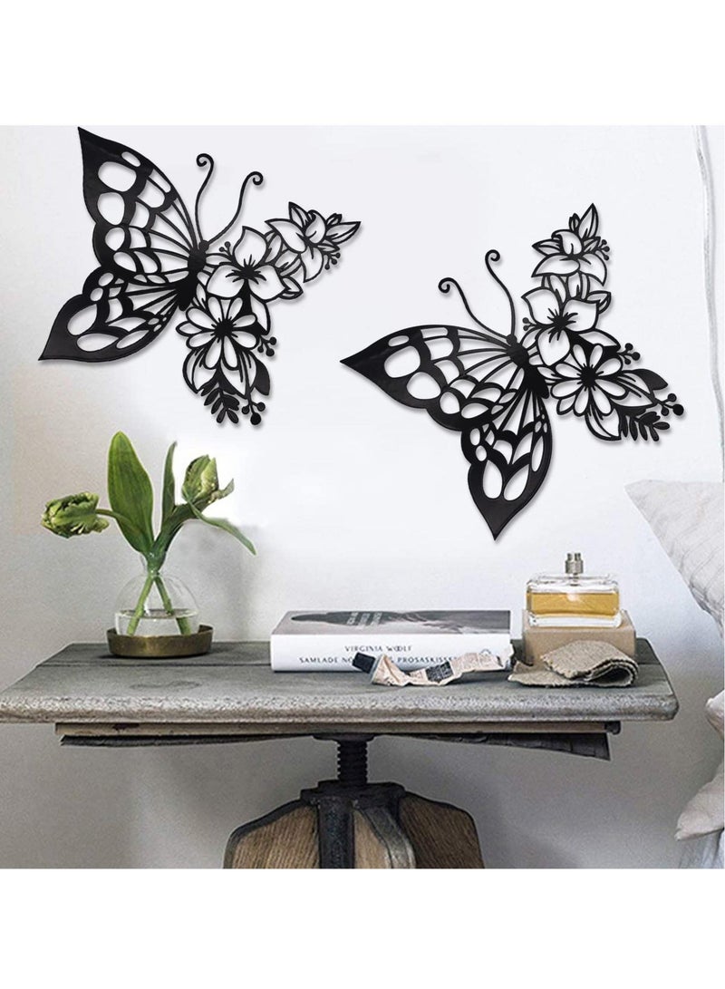Captaintech Butterfly Decoration Wall Art, 2pcs Boho Metal Hanging Butterfly Flower Appearance Wall Home Decor for Bedroom Living Room Home Wall, About 9.2 x 8 inch - Image 5