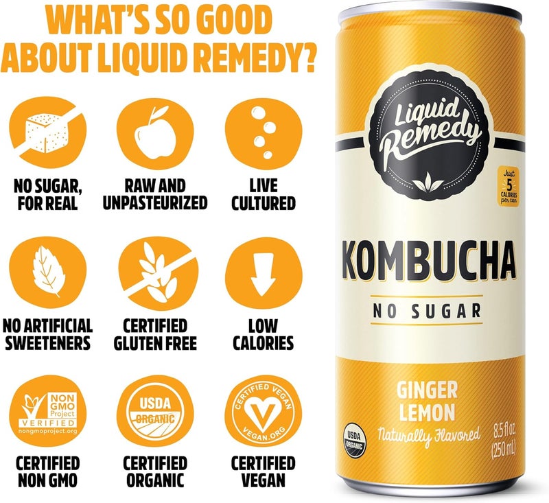 Remedy مشروب كومبوتشا السائل من ريمي دي - خالي من السكر - عضوي - عبوة 24 - Image 3