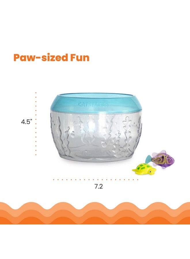 Catstages Meow-smerizing Fish Bowl Cat Toy with Two Water Toys, Electronic Swimming Fish and Floating Turtle Toy Included, Blue - Image 5