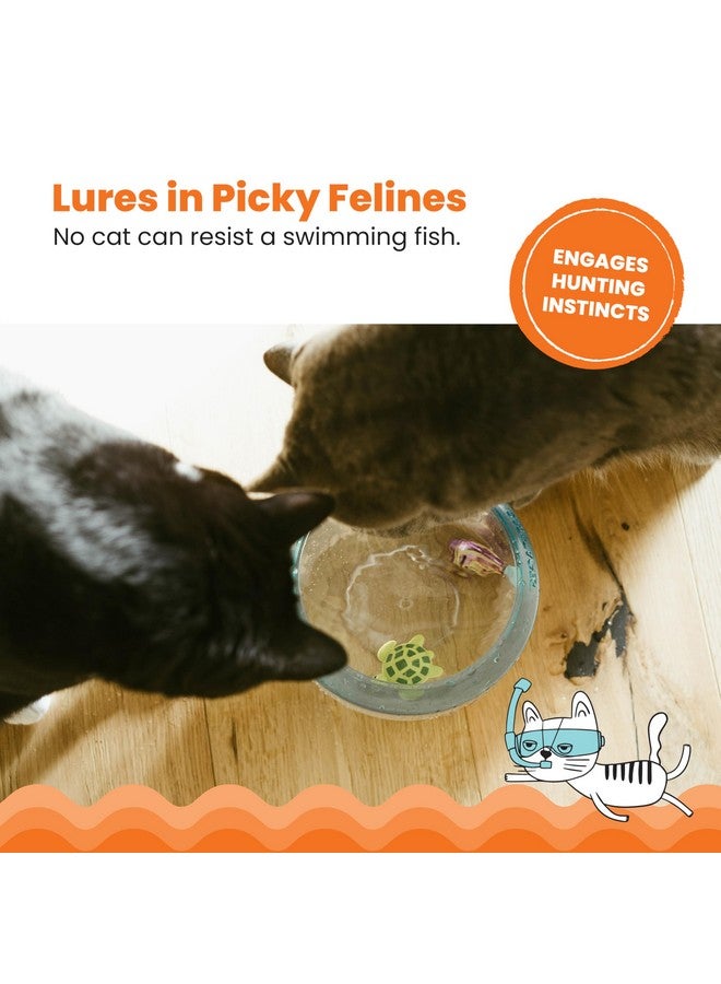 Catstages Meow-smerizing Fish Bowl Cat Toy with Two Water Toys, Electronic Swimming Fish and Floating Turtle Toy Included, Blue - Image 4