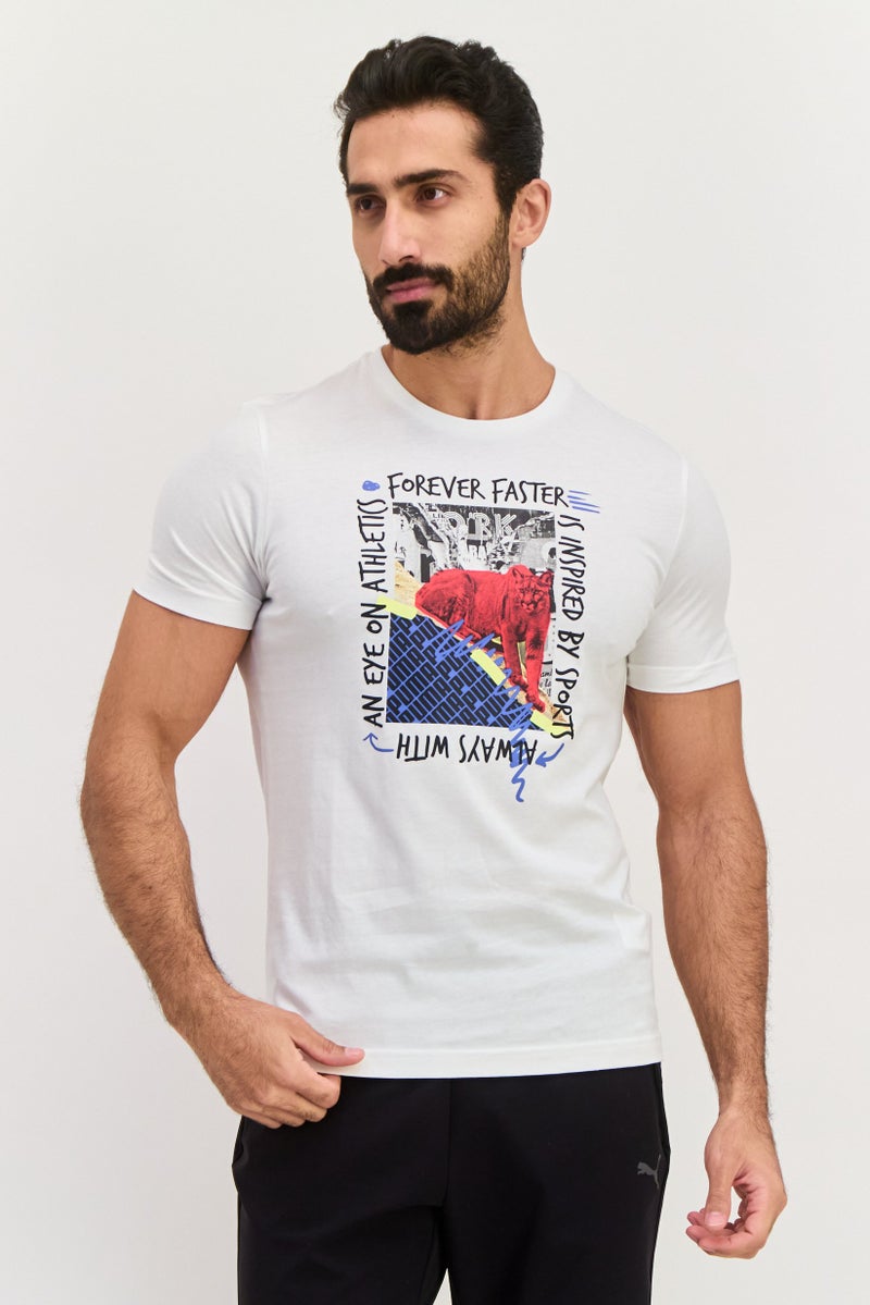 PUMA Men Sportswear Fit Short Sleeves Training T-Shirt, White Combo - Image 1