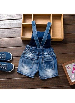 Peacolate 2-8Years Little&Big Summer 2pcs Clothing Set Flower Pink Short Sleeve T Shirt and Denim Rompers Shortalls (3Years)  - Image 4