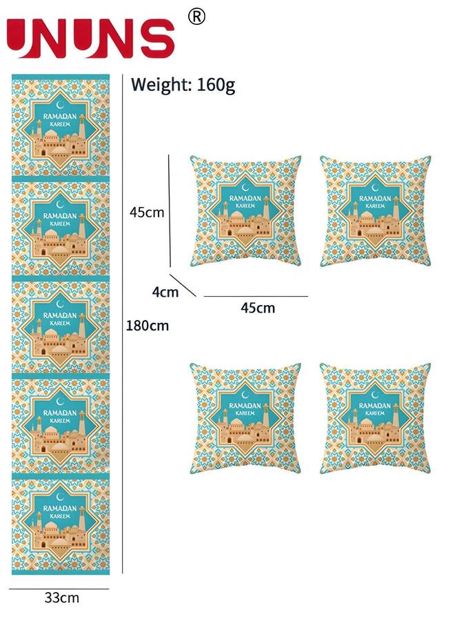 UNUNS Table Runner Set,5Pcs And Cushion Covers,Table Decoration For Home Dining Supply - Image 3