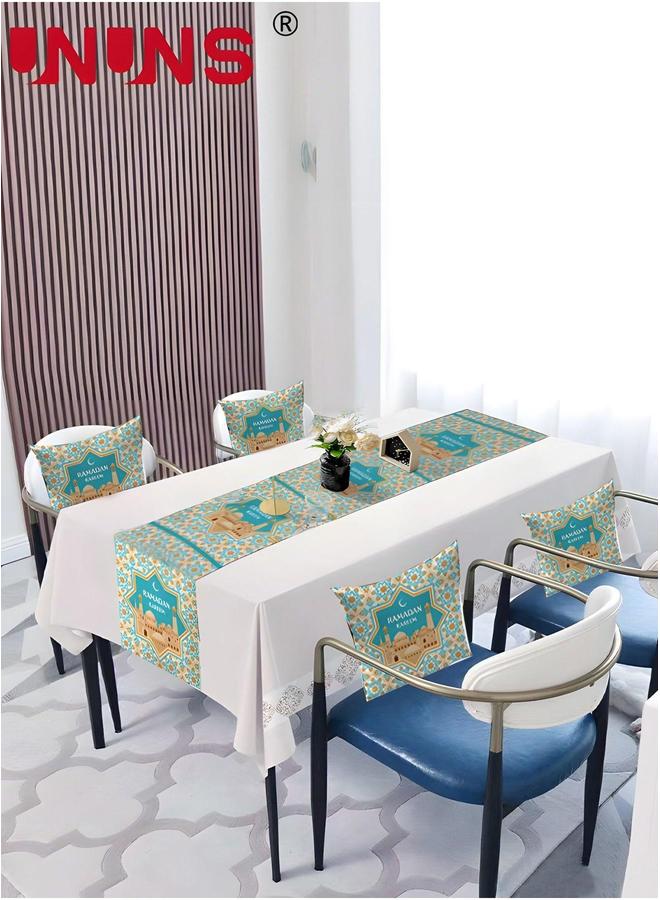 UNUNS Table Runner Set,5Pcs And Cushion Covers,Table Decoration For Home Dining Supply - Image 1