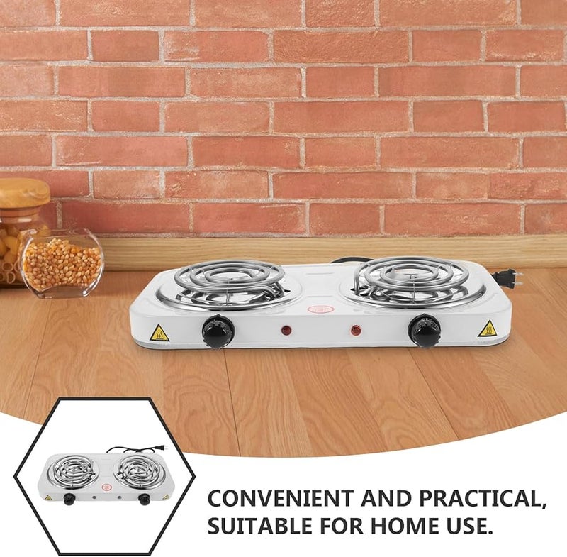Portable Electric Double Burner Hot Plate Stainless Steel Stove For Kitchen Dorm Camping - Image 4