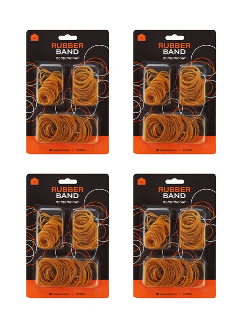 Rubber Band Set of 4 -25/38/50mm- Multi-size Rubber Rings, Stretchy Elastic Bands for Office, School, Home, DIY Crafts, Food Sealing, Document Binding, Stationery Organization Cable Management
