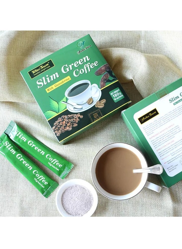 Wins Town - Slim Diet Coffee, Natural Slimming Weight Loss Instant Coffee Powder, Gluten Free Green Coffee Bean Extract Supplements With 10 Natural Health Blends For Weight Loss - Image 1