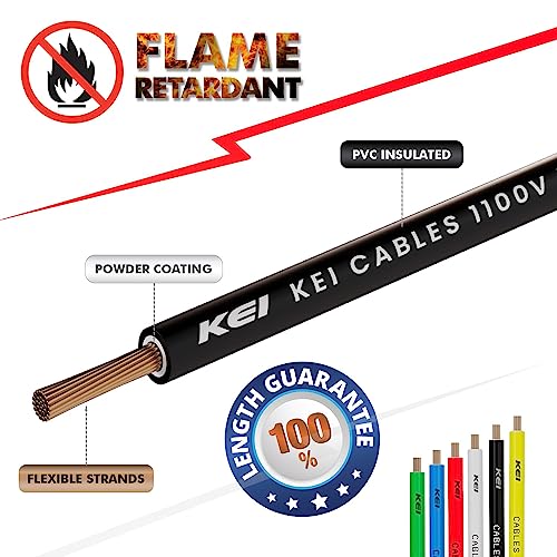 KEI WIRES & CABLES Homecab 4 sqmm 1 Core Copper Flame Retardant House Wire PVC Insulated Cable for Domestic & Industrial Electrical Wiring (Black, 90 Meters) - Image 3