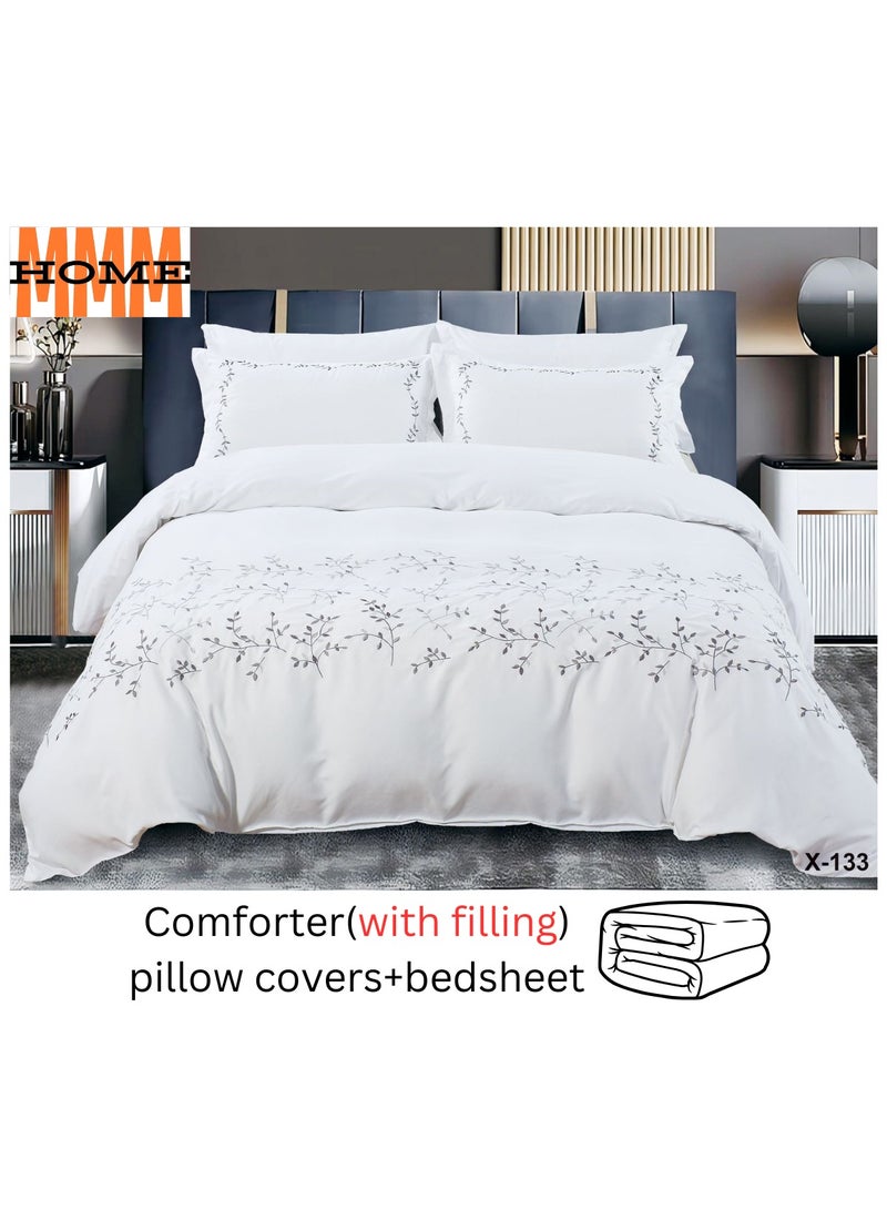 MMM HOME MMM HOME Embroidered 6pcs King size High Cotton Hotel Master Quality Microfiber Bedding Set Comforter/Bedsheet/Pillow covers set  - Image 2