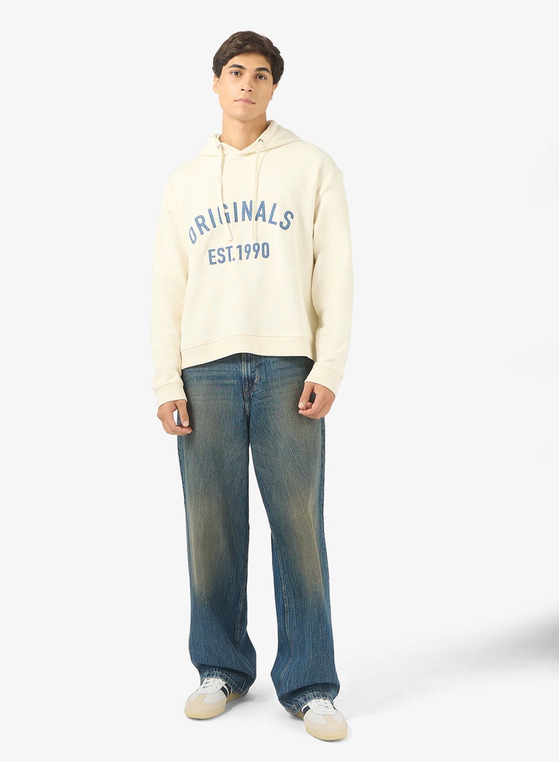 هودي بلوفر مطبوع بياقة دائرية