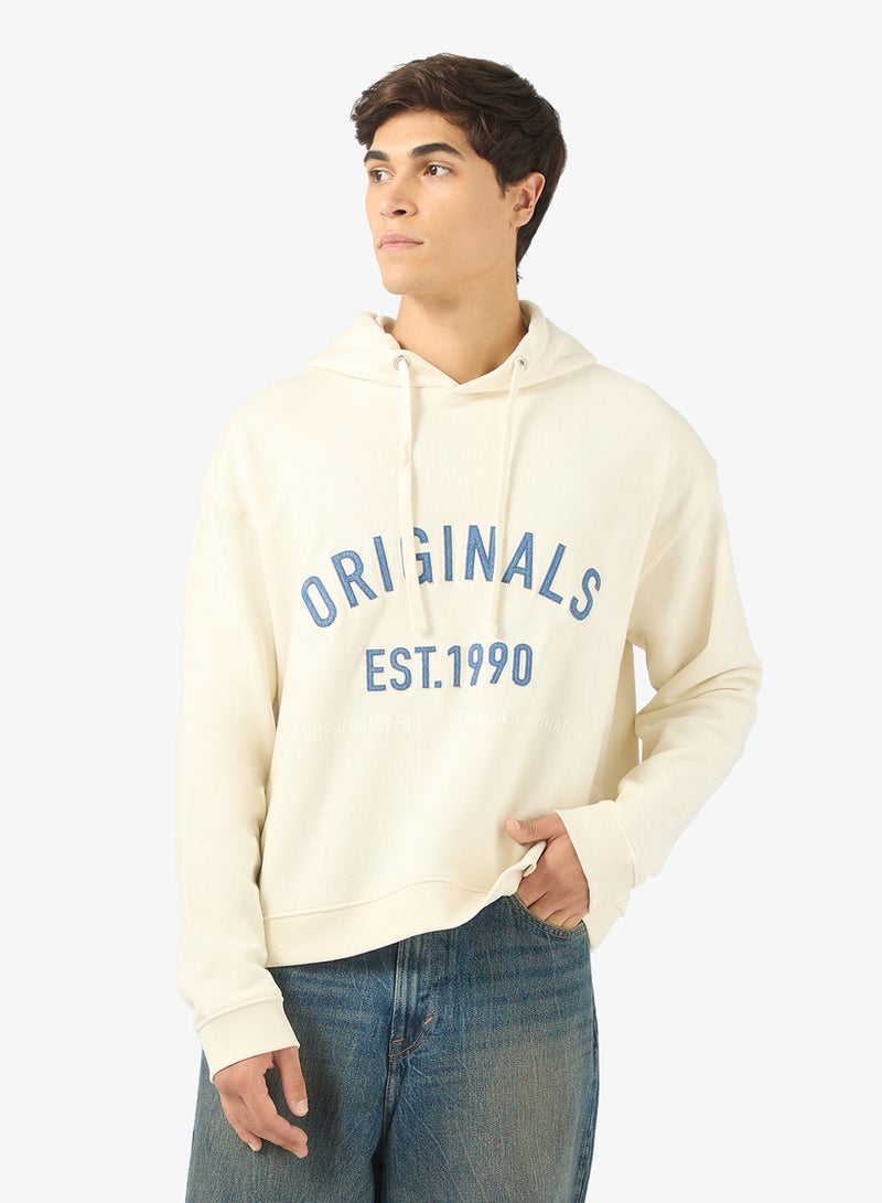 هودي بلوفر مطبوع بياقة دائرية