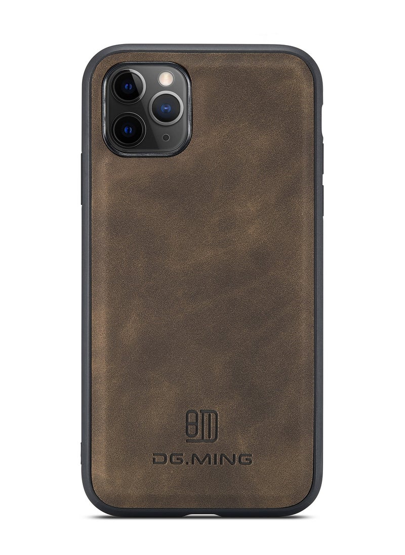 DGMING - CaseMe Wallet Case for iPhone 11 Pro MAX DGMING Premium Leather Phone Case Back Cover Magnetic Detachable with Trifold Wallet Card Holder Pocket - Coffee - Image 1