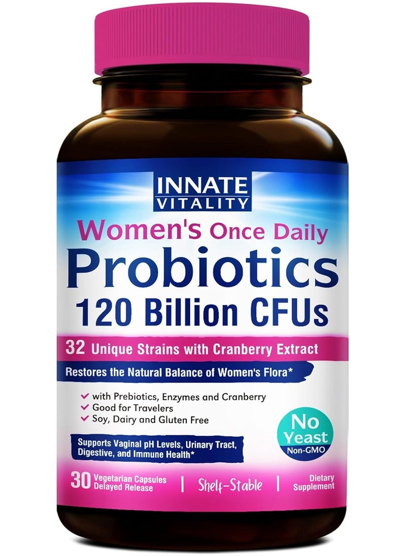 Innate Vitality - Women's Once-Daily Probiotics 120 Billion CFUs, 30 Vegetarian Capsules - Image 1