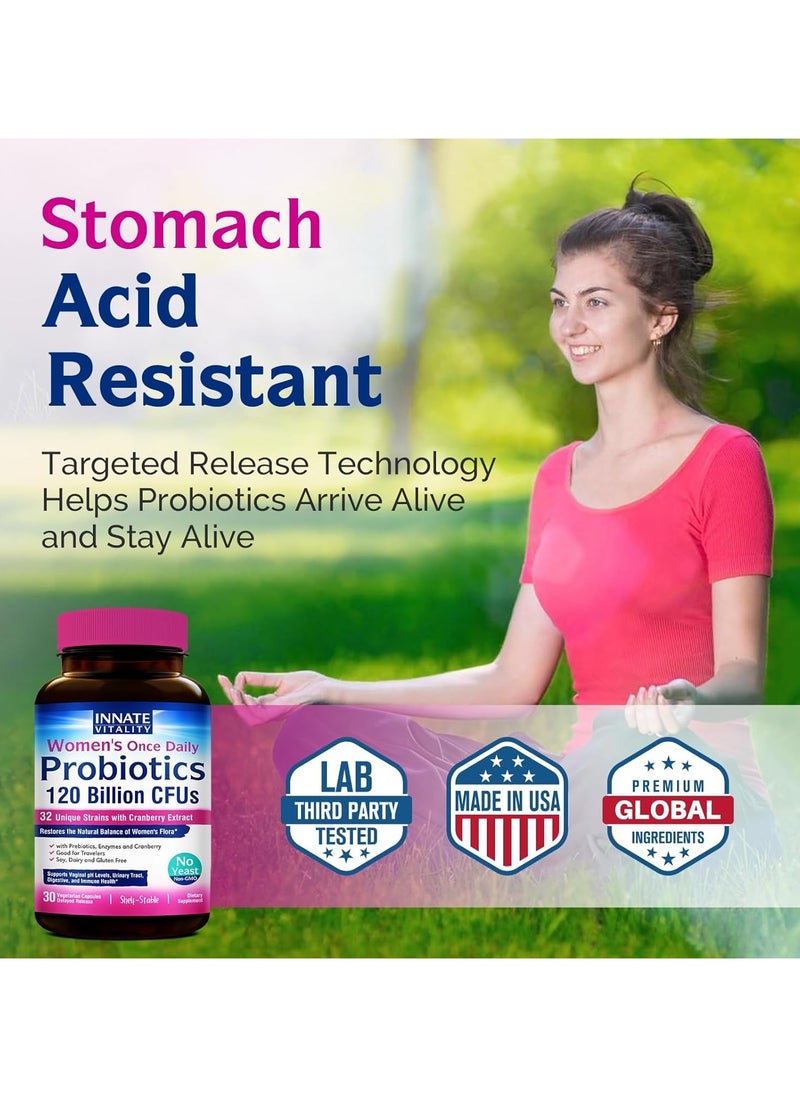 Innate Vitality - Women's Once-Daily Probiotics 120 Billion CFUs, 30 Vegetarian Capsules - Image 1