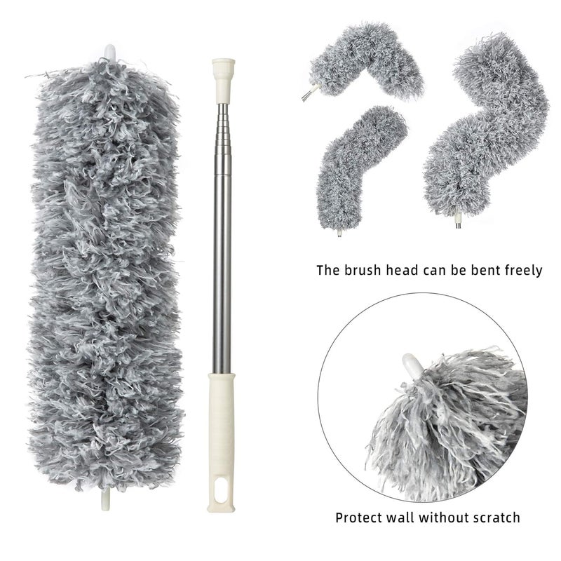 BLACK OLIVE Microfiber Duster With Extension PoleWashable Bendable Head Ceiling Fan Duster15100 Inch Wet Or Dry Dust Collect Telescoping Dusters For CleaningHigh CeilingKeyboardFurnitureCars - Image 3