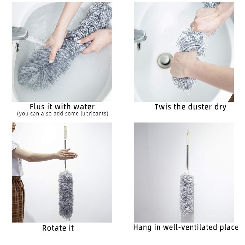 BLACK OLIVE Microfiber Duster With Extension PoleWashable Bendable Head Ceiling Fan Duster15100 Inch Wet Or Dry Dust Collect Telescoping Dusters For CleaningHigh CeilingKeyboardFurnitureCars - Image 5