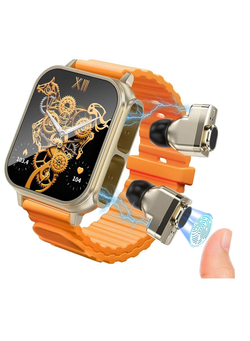 Excefore Smart Watch with Earbuds, 1.96“ Smartwatch for Android/iOS, Watches for Men Women IP67 Waterproof Fitness Tracker with Heart Rate Blood Oxygen Sleep Monitor, Sports Calls Message - Image 1