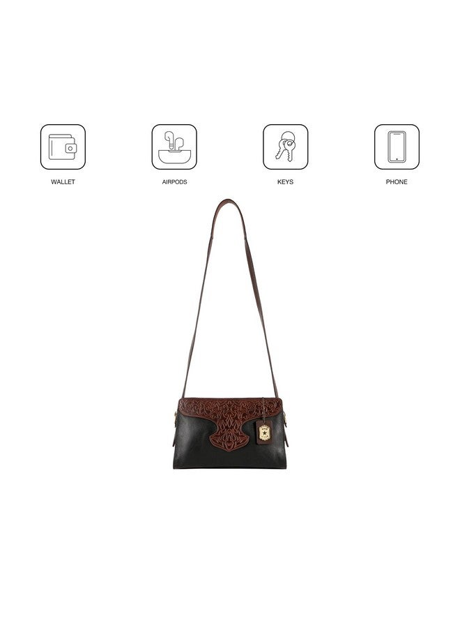Hidesign حقيبة جلدية نسائية من هايدساين - سوداء - Image 5