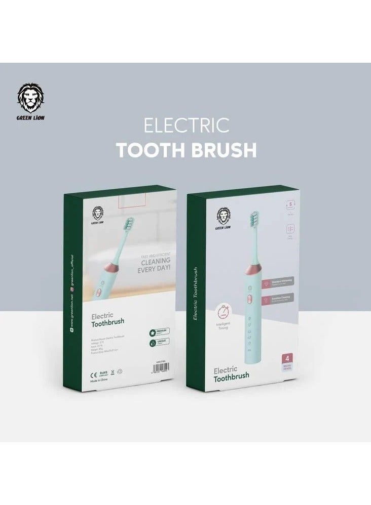 جرين ليون فرشاة أسنان كهربائية من جرين لايون، 5 أوضاع، تقنية سونيك، كابل شحن، 4 رؤوس للفرشاة، توقيت ذكي - أزرق - Image 2