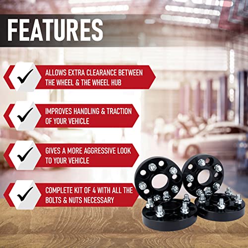 AA Ignition مجموعة فواصل العجلات من 4 - 1 بوصة 4-5x100-5x100mm محول مركزي 56.1mm - M12 x 1.25 1 بوصة - متوافق مع سوبارو، ساب - GT 86، BRZ، إمبريزا، WRX، WRX بريميوم، XV، أوتبك، كروس تريك - Image 2