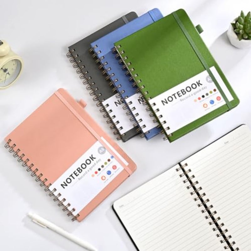 A5 Spiral Notebook with Elastic Band, PU Leather Cover, Wire-Bound Journal, 100 Pages - Image 5