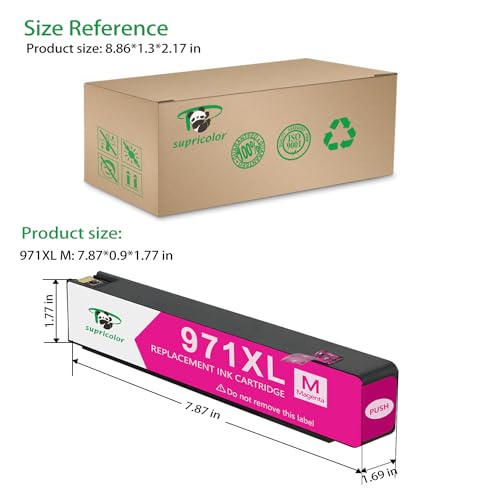 Supricolor Replacement 971XL Magenta Ink Cartridge, 971 M Ink Compatible for Officejet Pro X576dw X476dw X476dn X451dn X451dw X551dw Printer - Image 3