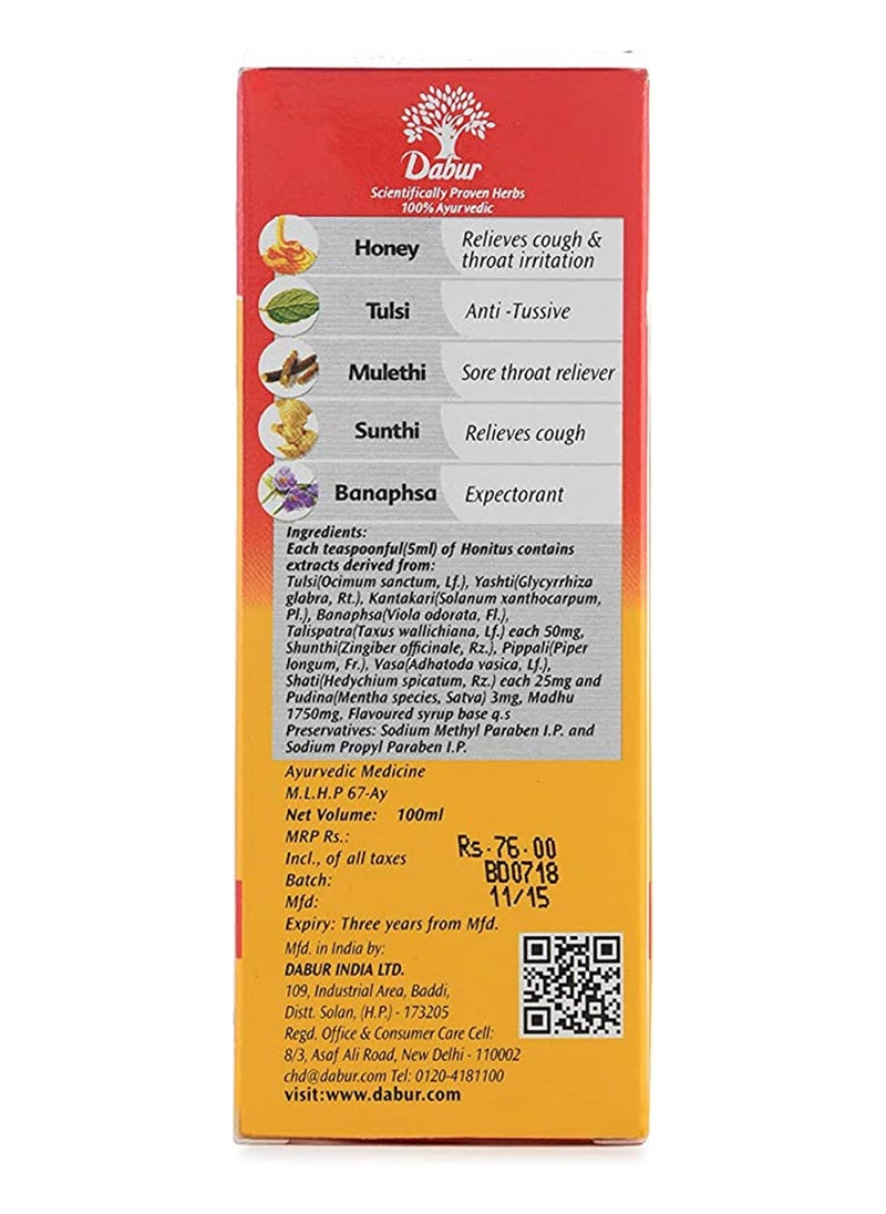 Dabur Honitus Herbal Cough Remedy Ayurvedic Syrup 100Ml  - Image 4