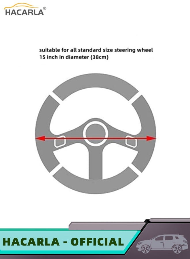 HACARLA Leather Carbon Fiber Car Steering Wheel Cover Universal Anti Slip Car Steering Wheel Protector Breathable 15 Inch 38 cm Red  - Image 5