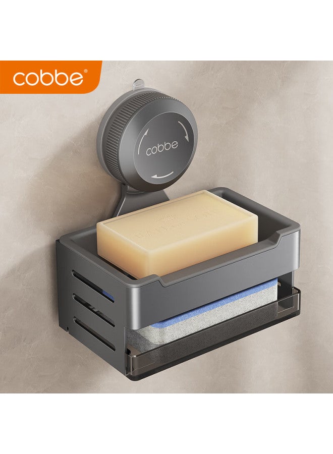 Cobbe Student Dormitory Bathroom Soap Dish, Suction Cup Wall-mounted, No Drilling Required, Bathroom Storage Rack, Household Draining Rack For Soap