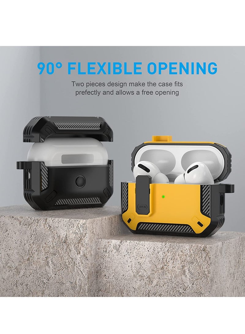 AirPods Pro 2nd Generation Case Cover 2022, AirPods Pro 2 Protective Case with Lock Gen 2 Military Hard Rugged Shockproof Cover with Keychain Compatible with Apple Airpods Pro 2, Yellow - Image 5