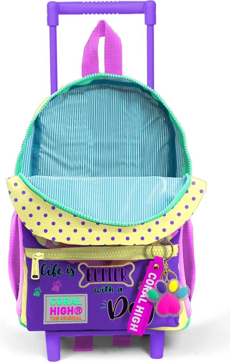 CORAL HIGH Mini Nest Squeegee Backpack Yellow Pink Cute Dog Pattern Two Compartments 24052