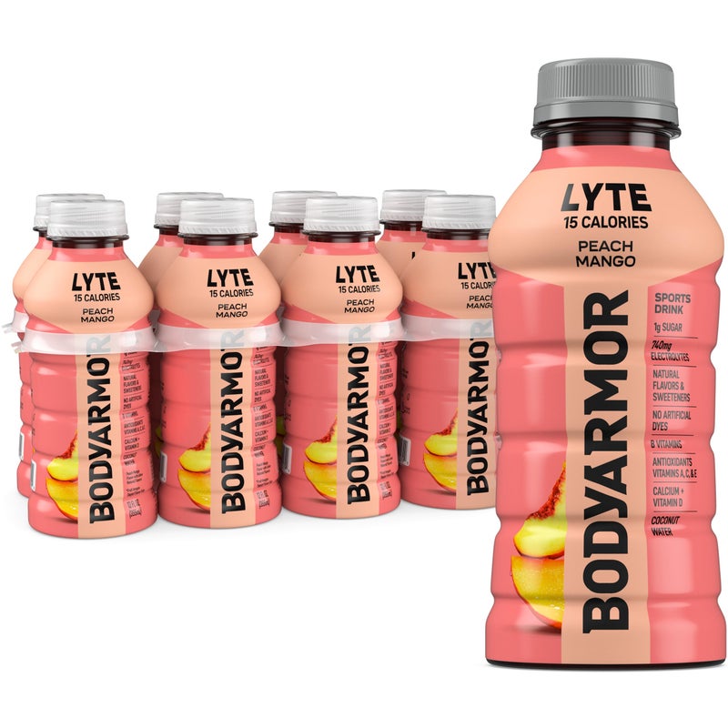 BODYARMOR LYTE Peach Mango Electrolyte Drink 15 Calories 12 Fl Oz Bottles 8 Pack Coconut Water Sports Drink Natural Flavor  B Vitamins - Image 3