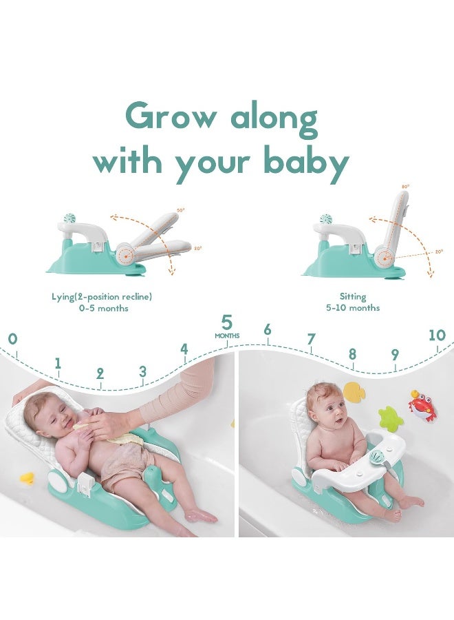 BabyBond كرسي استحمام الأطفال BabyBond مع وضعي الجلوس والاستلقاء، 2 وضعيات، 3 سرعات قابلة للتعديل، أكواب شفط قوية، كرسي حوض استحمام للأطفال مع منشفة ناعمة ومريحة، قابل للطي والتعليق - Image 2
