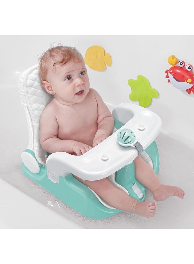 BabyBond كرسي استحمام الأطفال BabyBond مع وضعي الجلوس والاستلقاء، 2 وضعيات، 3 سرعات قابلة للتعديل، أكواب شفط قوية، كرسي حوض استحمام للأطفال مع منشفة ناعمة ومريحة، قابل للطي والتعليق - Image 1