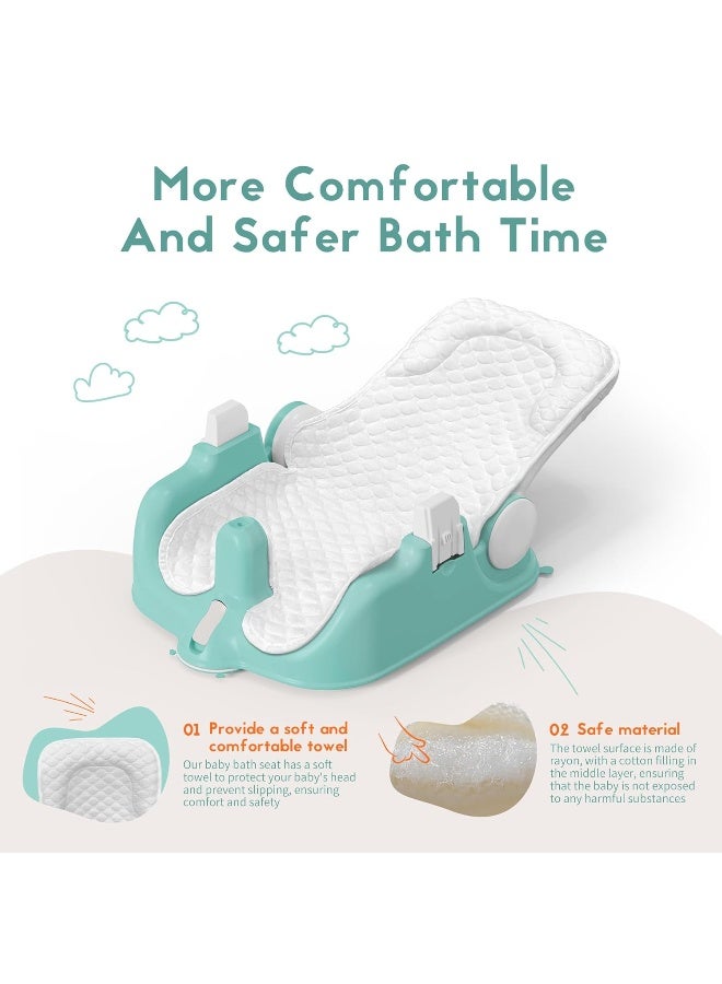 BabyBond كرسي استحمام الأطفال BabyBond مع وضعي الجلوس والاستلقاء، 2 وضعيات، 3 سرعات قابلة للتعديل، أكواب شفط قوية، كرسي حوض استحمام للأطفال مع منشفة ناعمة ومريحة، قابل للطي والتعليق - Image 3