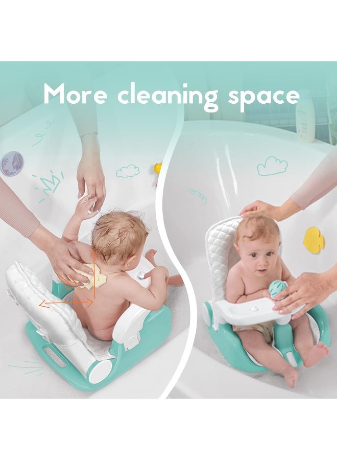 BabyBond كرسي استحمام الأطفال BabyBond مع وضعي الجلوس والاستلقاء، 2 وضعيات، 3 سرعات قابلة للتعديل، أكواب شفط قوية، كرسي حوض استحمام للأطفال مع منشفة ناعمة ومريحة، قابل للطي والتعليق - Image 4