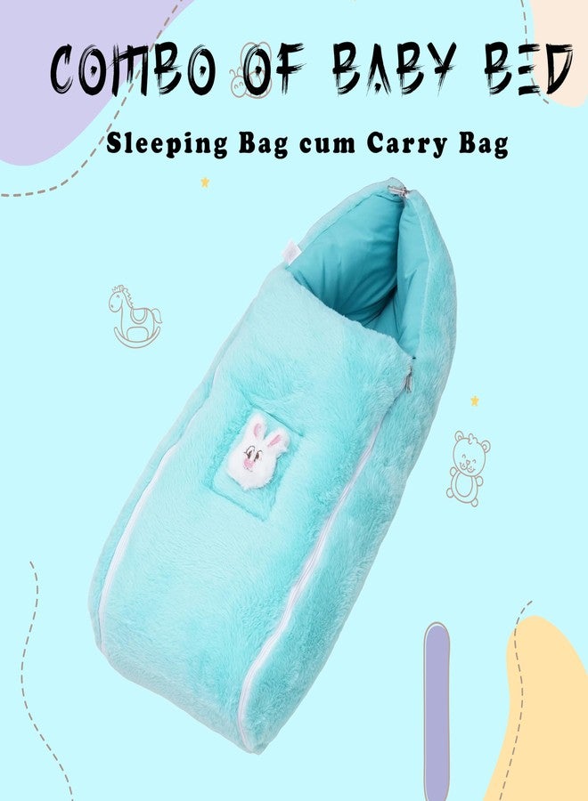 فوي دروب كيس نوم للأطفال من فوي دروب، ناعم ومخملي، عش حمل للأطفال حديثي الولادة مع غطاء رأس وسحاب، غطاء دافئ للرضع مناسب لفصل الشتاء والسفر وعربة الأطفال والاستخدام المنزلي، تصميم أرنب، مريح للأولاد والبنات (لون أخضر بحري مخملي). - Image 2