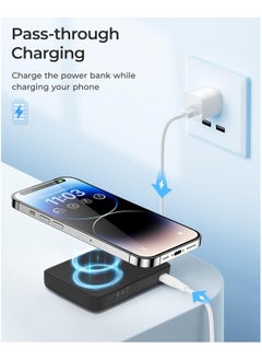 Benks BENKS Magnetic Power Bank, 10,000mAh Wireless Portable Charger, for MagSafe Battery Pack with Two-Way 15W USB-C Ports for iPhone 15/14/13/12 Series, Black  - Image 3