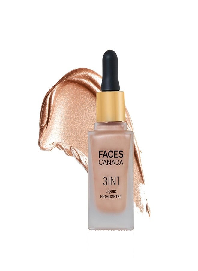 Facescanada FACES CANADA 3 in 1 Liquid Highlighter - Rose Gold 03, 18ml | Primer | Highlighter | Strobe Serum | Luminous Finish | Lightweight Formula | Hydrating | Long Lasting Glow | Easily Blendable - Image 1