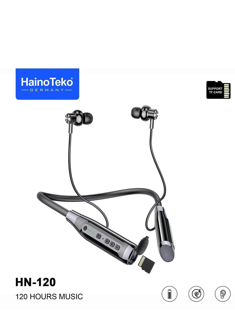 Haino Teko Haino Teko Germany HN120 Bluetooth Neck Band 120 Hours Music With High Bass Sound Quality Super Clear Mic and TF Card Support Black  - Image 1